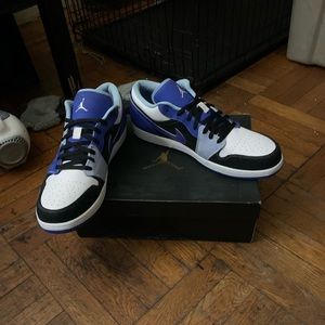 Black white blue Jordan low 1